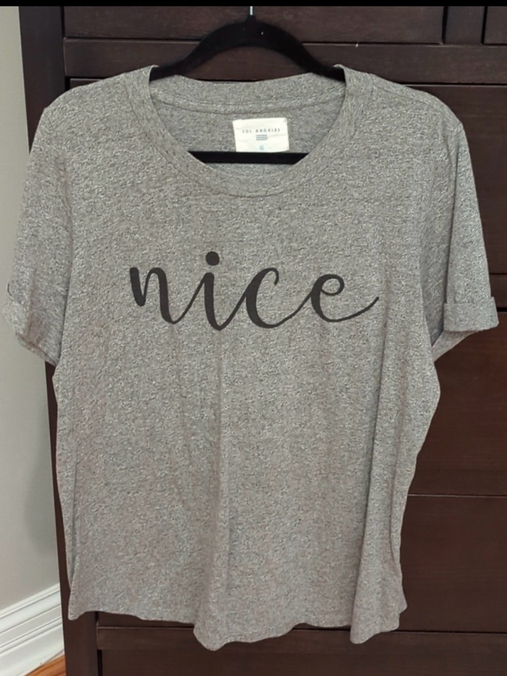 Sol Angeles Gray "nice" Short Sleeve Tee